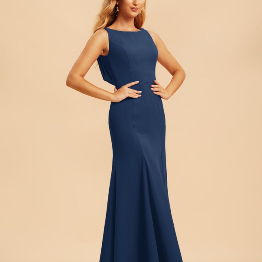Trumpet/Mermaid Boat Neck Floor-Length Lace Chiffon Bridesmaid Dress